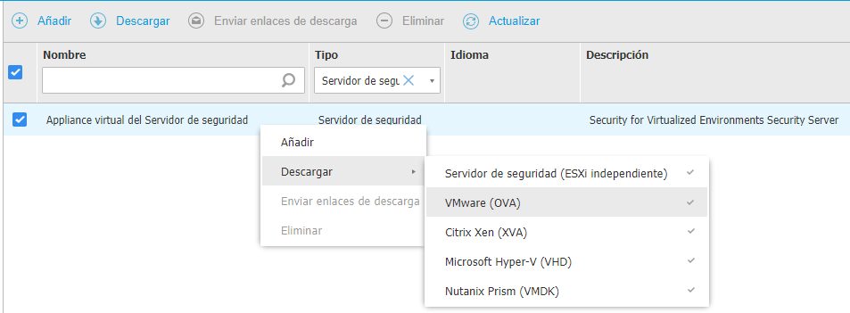 Descarga de Security Server Virtual Appliance | SVA