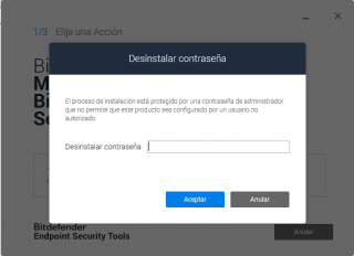 Desinstalación de Bitdefender GravityZone con Contraseña